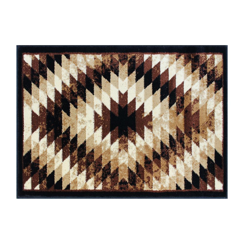 Southwestern 2' x 3' Brown Area Rug - Olefin Rug with Jute Backing. Picture 1