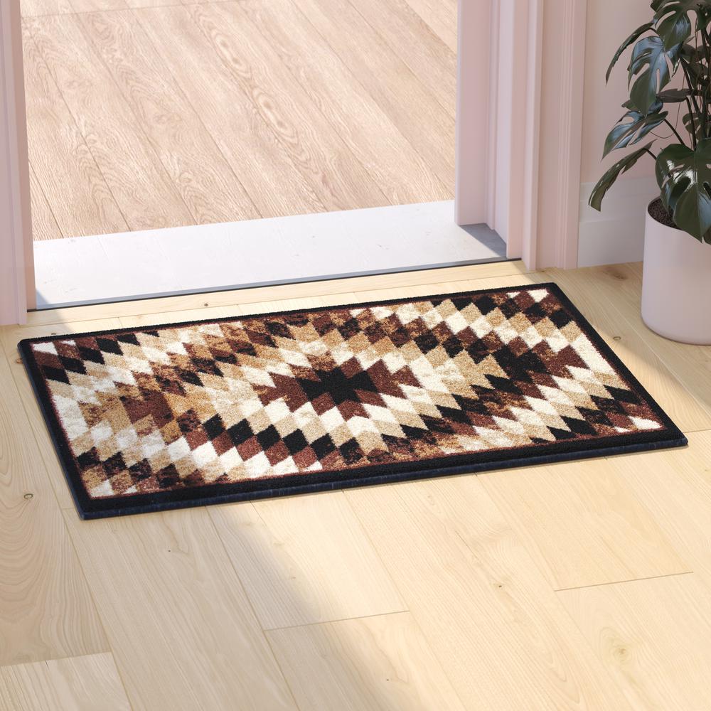 Southwestern 2' x 3' Brown Area Rug - Olefin Rug with Jute Backing. Picture 4