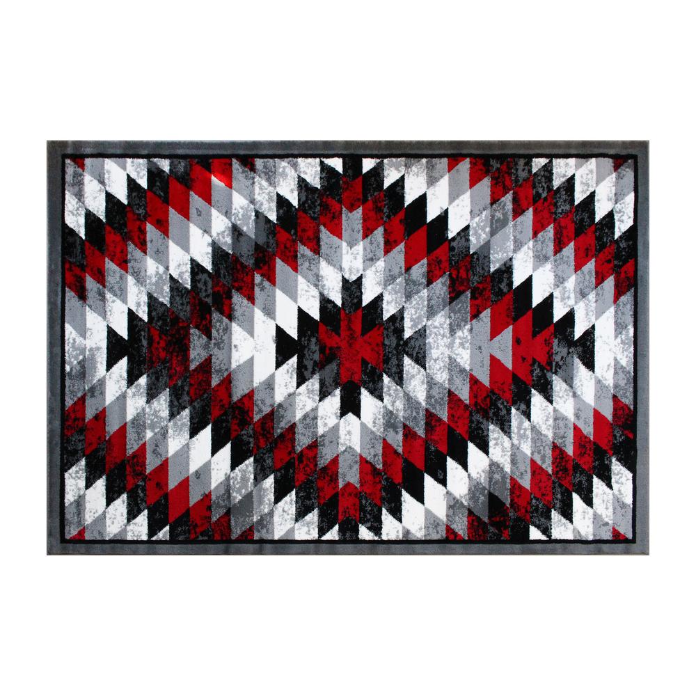 Southwestern 5' x 7' Red Area Rug - Olefin Rug with Jute Backing. Picture 1