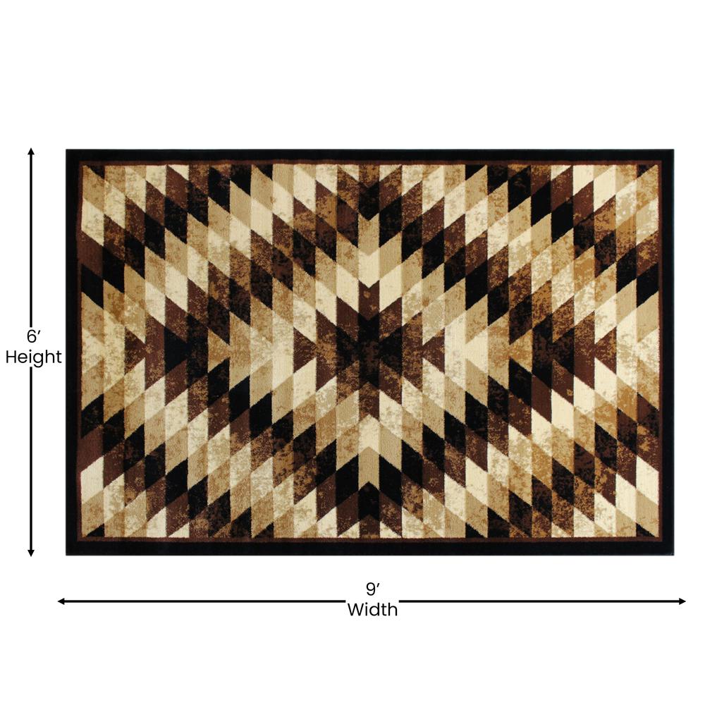 Southwestern 6' x 9' Brown Area Rug - Olefin Rug with Jute Backing. Picture 4