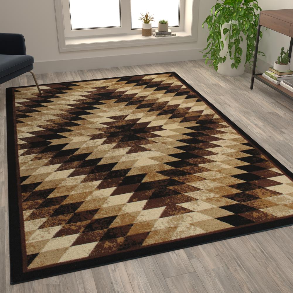 Southwestern 6' x 9' Brown Area Rug - Olefin Rug with Jute Backing. Picture 2