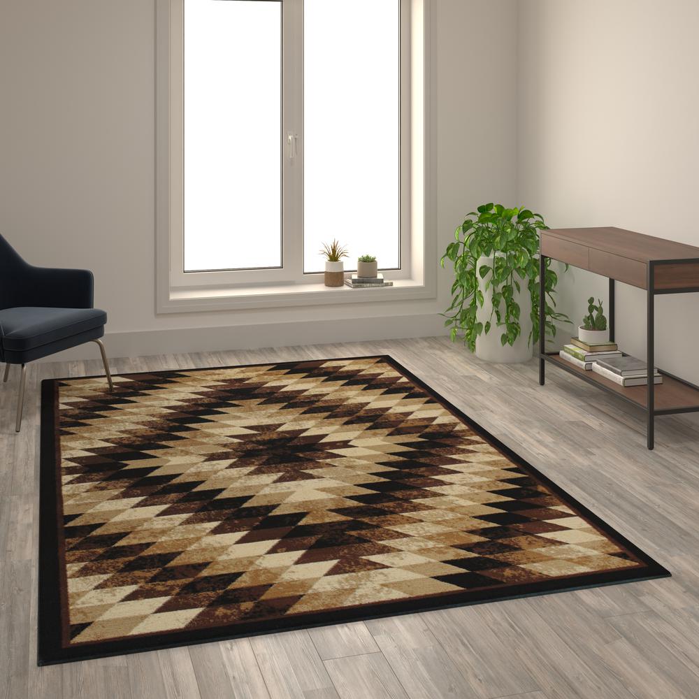 Southwestern 6' x 9' Brown Area Rug - Olefin Rug with Jute Backing. Picture 5