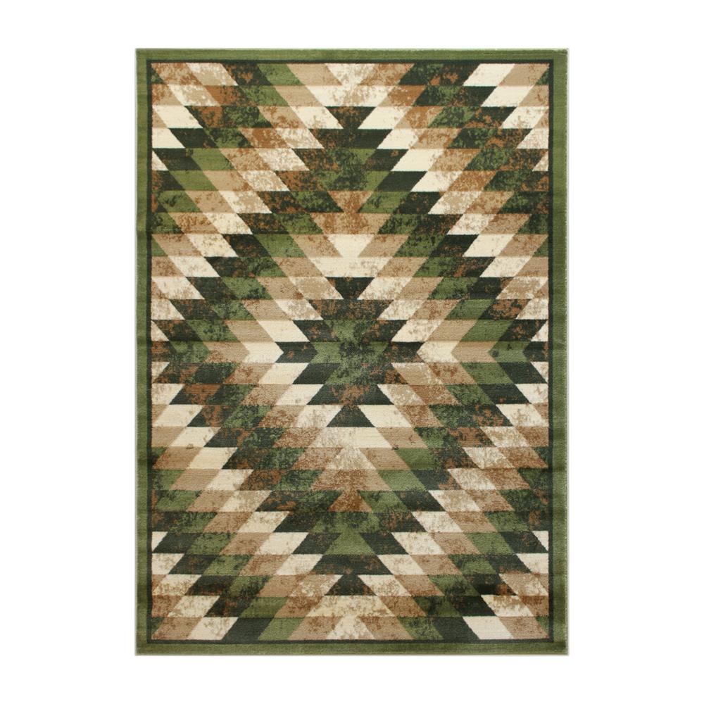 Teagan Collection Southwestern 6' x 9' Green Area Rug - Olefin Rug with Jute Backing - Entryway, Living Room, Bedroom. Picture 1