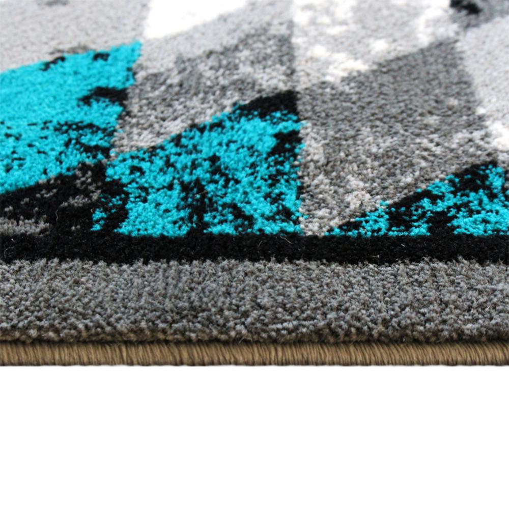 Southwestern 6' x 9' Turquoise Area Rug - Olefin Rug with Jute Backing. Picture 6