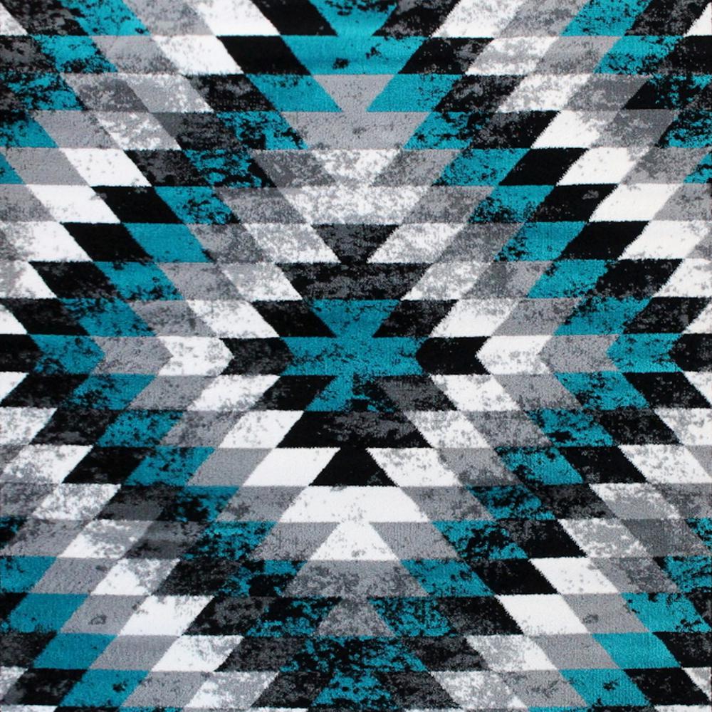 Southwestern 6' x 9' Turquoise Area Rug - Olefin Rug with Jute Backing. Picture 7