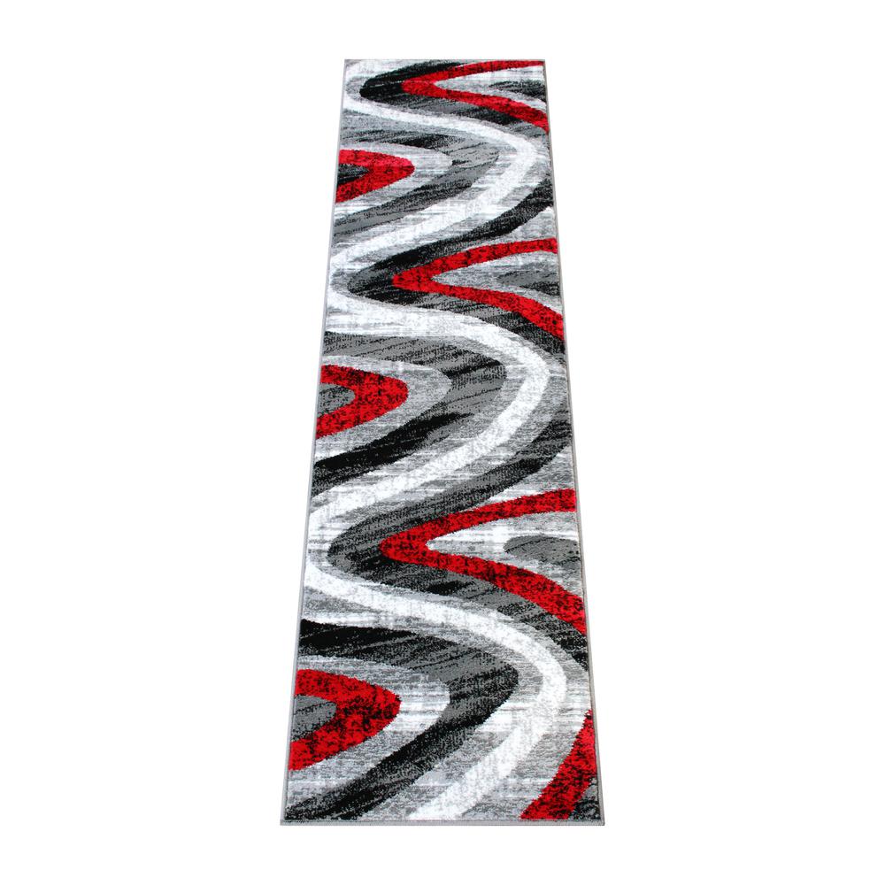 Modern 5' x 7' Red Waves Area Rug for Indoor Use. Picture 1