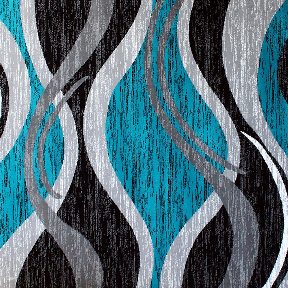 2' x 11' Turquoise Rippled Olefin Area Rug for Entryway, Living Room, Bedroom. Picture 6