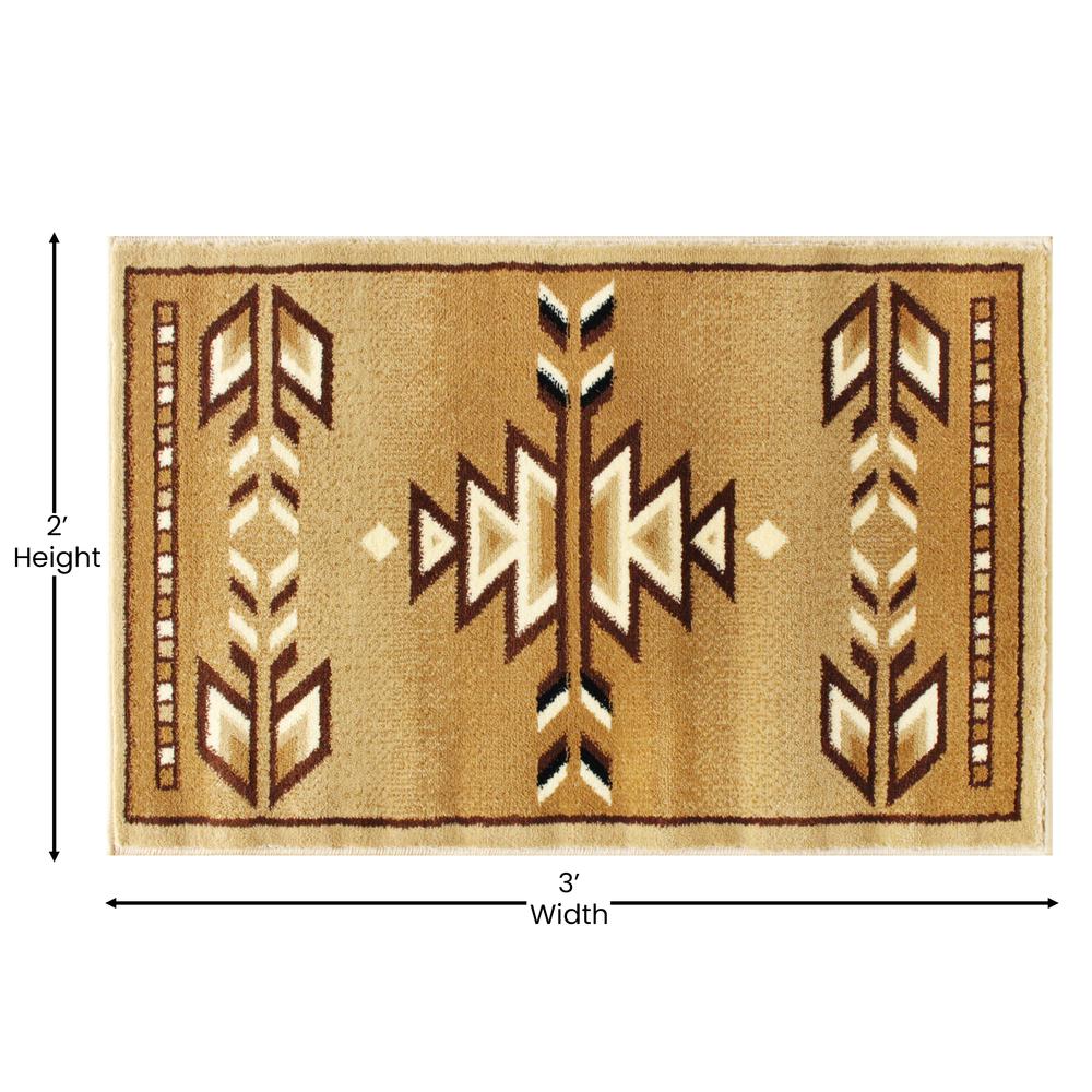 Southwestern 2' x 3' Brown Area Rug - Olefin Rug. Picture 4