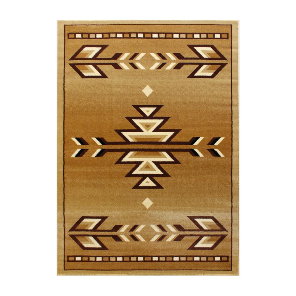 Southwestern 5' x 7' Brown Area Rug - Olefin Rug. Picture 1