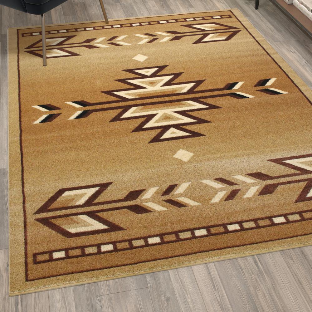 Southwestern 5' x 7' Brown Area Rug - Olefin Rug. Picture 5