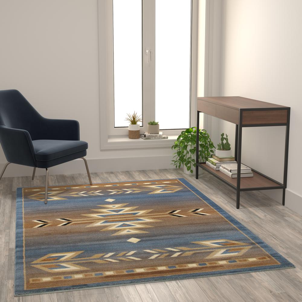 Southwestern Geometric 5' x 7' Accent Rug for Indoor Use. Picture 3