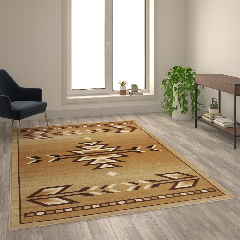 Southwestern 6' x 9' Brown Area Rug - Olefin Rug. Picture 2