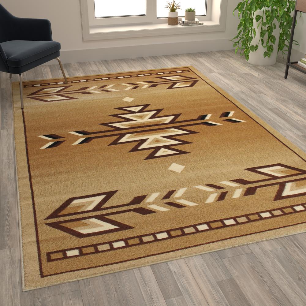 Southwestern 6' x 9' Brown Area Rug - Olefin Rug. Picture 5