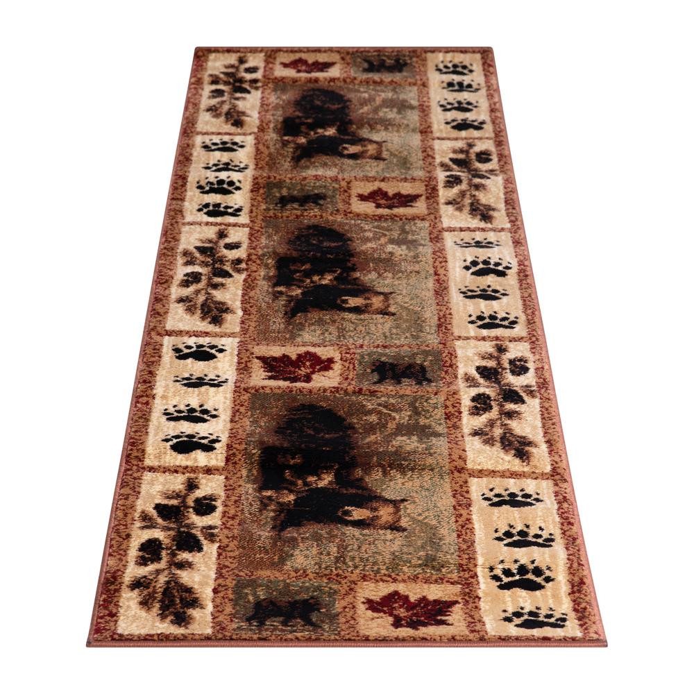 2' x 7' Mother Bear, Cubs Nature Themed Olefin Area Rug. Picture 1