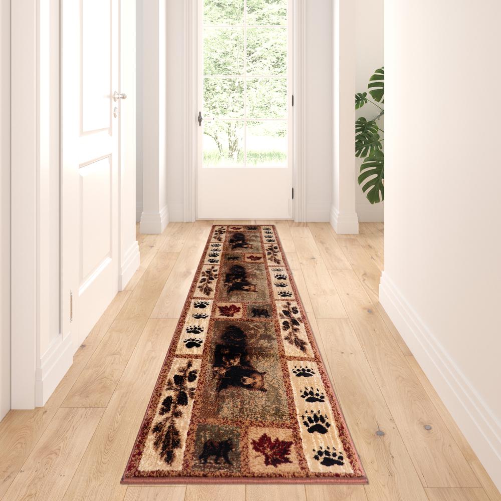 2' x 7' Mother Bear, Cubs Nature Themed Olefin Area Rug. Picture 2
