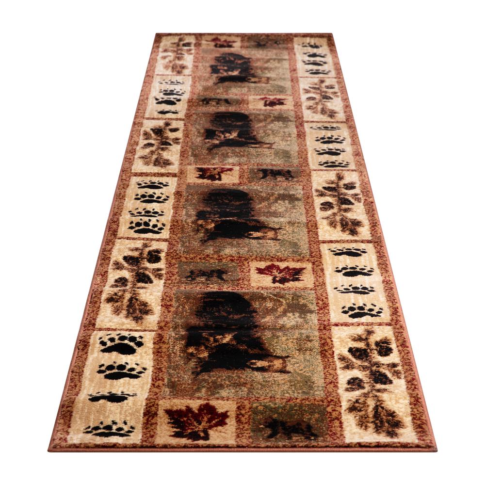 2' x 11' Mother Bear, Cubs Nature Themed Olefin Area Rug. Picture 1