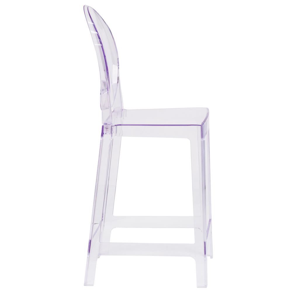Ghost Counter Stool with Oval Back in Revna Transparent Crystal. Picture 2
