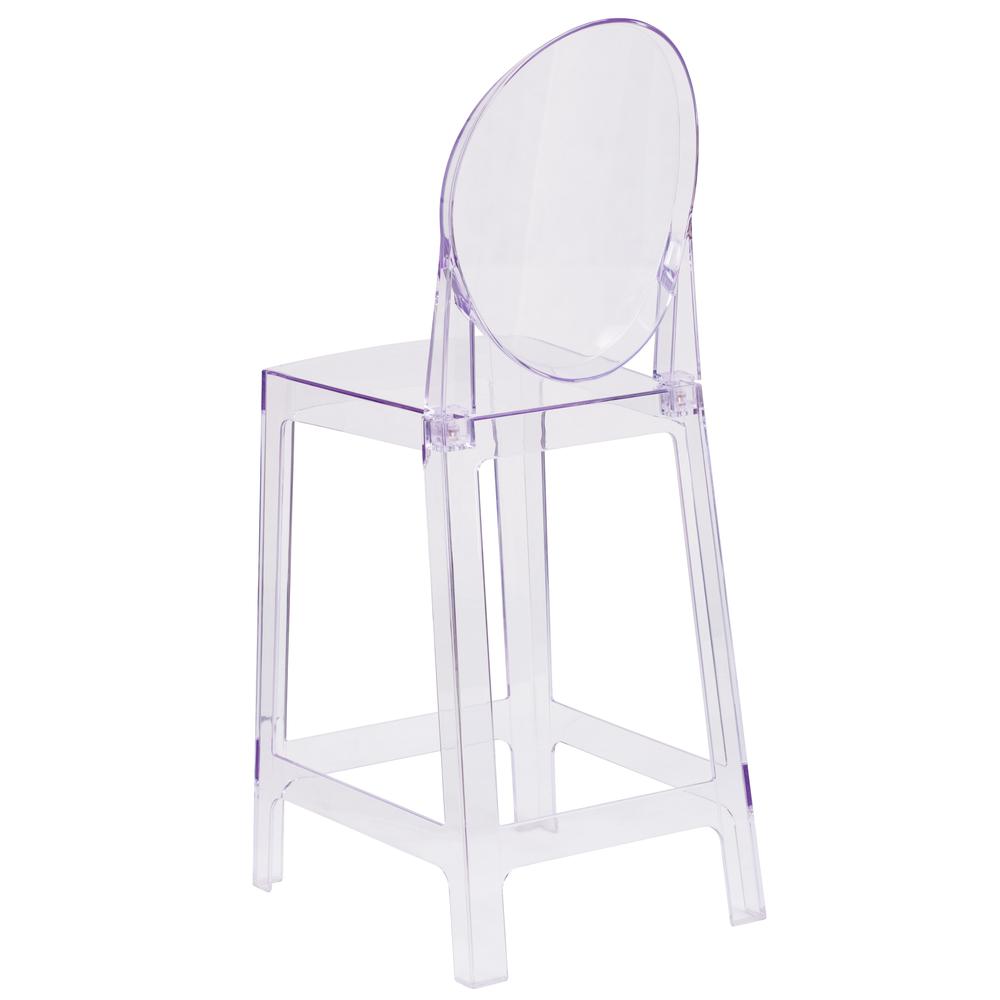 Ghost Counter Stool with Oval Back in Revna Transparent Crystal. Picture 3