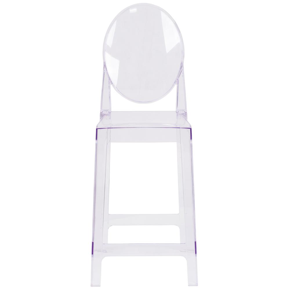 Ghost Counter Stool with Oval Back in Revna Transparent Crystal. Picture 4