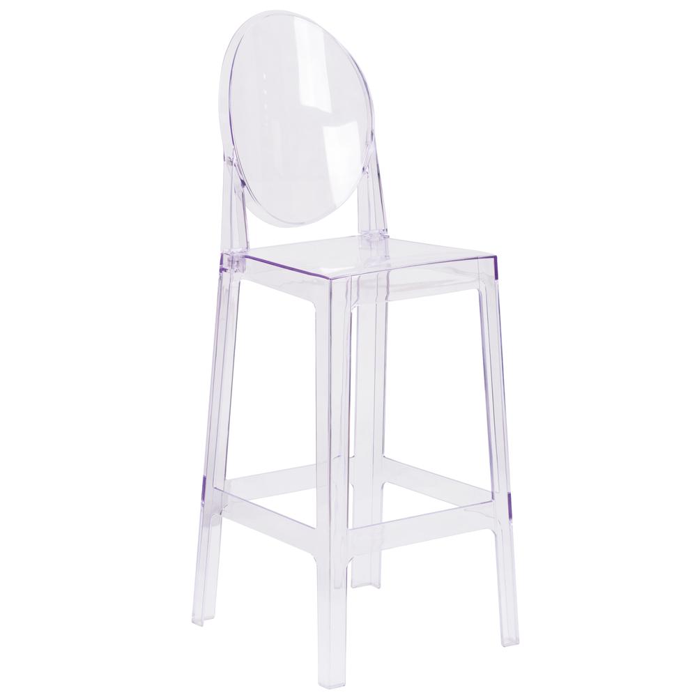 Ghost Barstool with Oval Back in Transparent Crystal. The main picture.