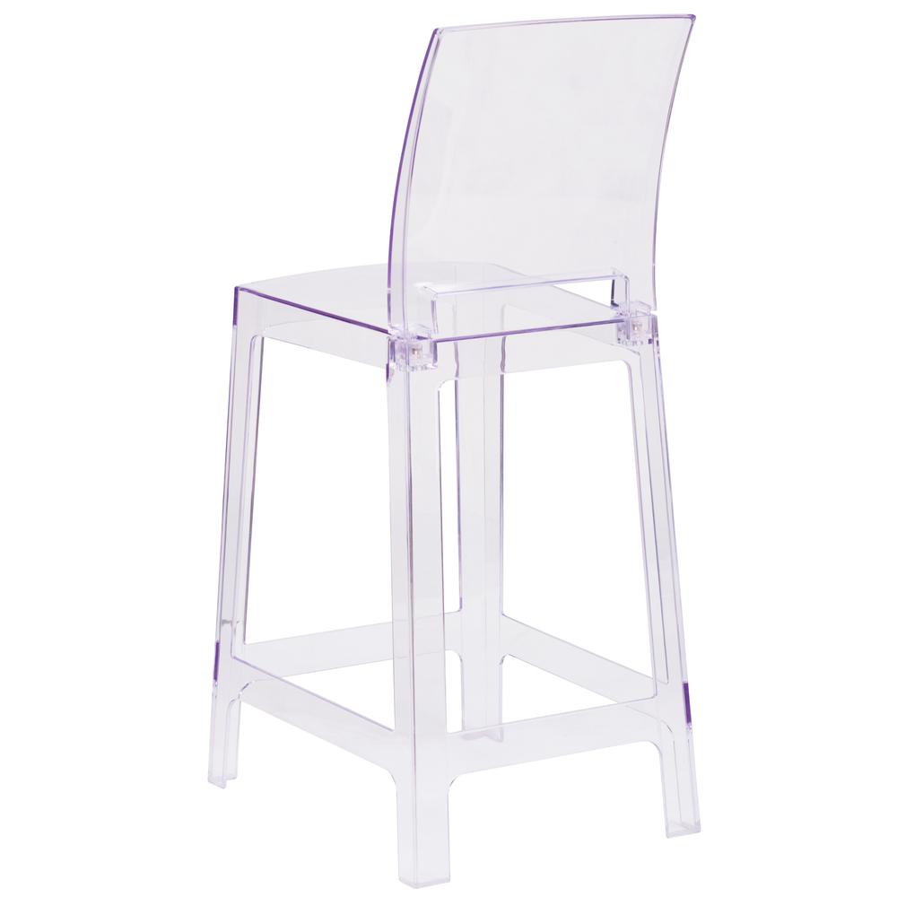 Ghost Counter Stool with Square Back in Transparent Crystal. Picture 3