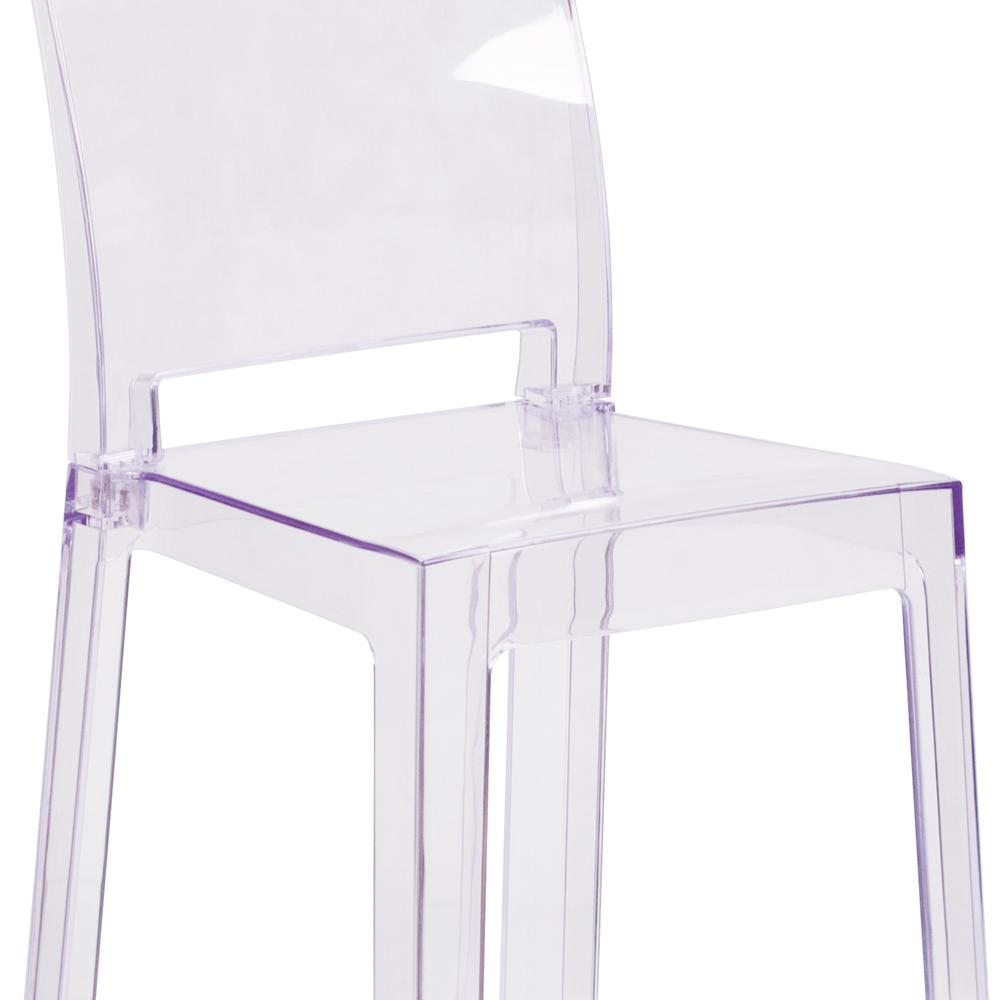 Ghost Counter Stool with Square Back in Transparent Crystal. Picture 6