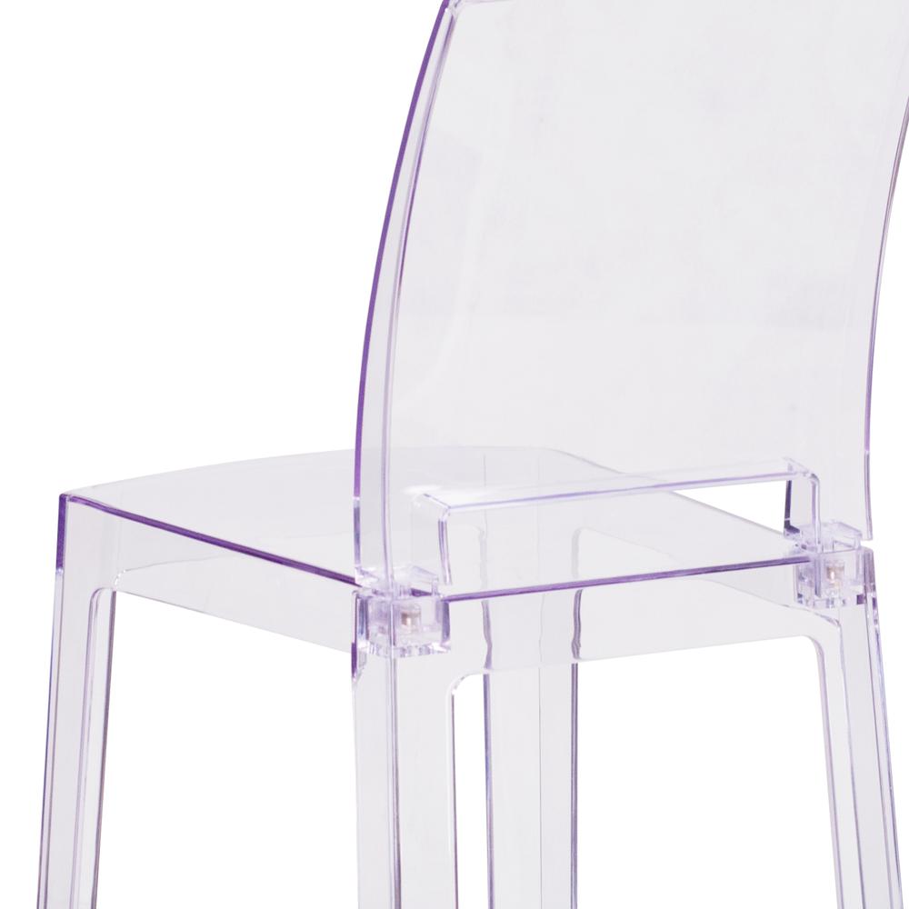 Ghost Counter Stool with Square Back in Transparent Crystal. Picture 7