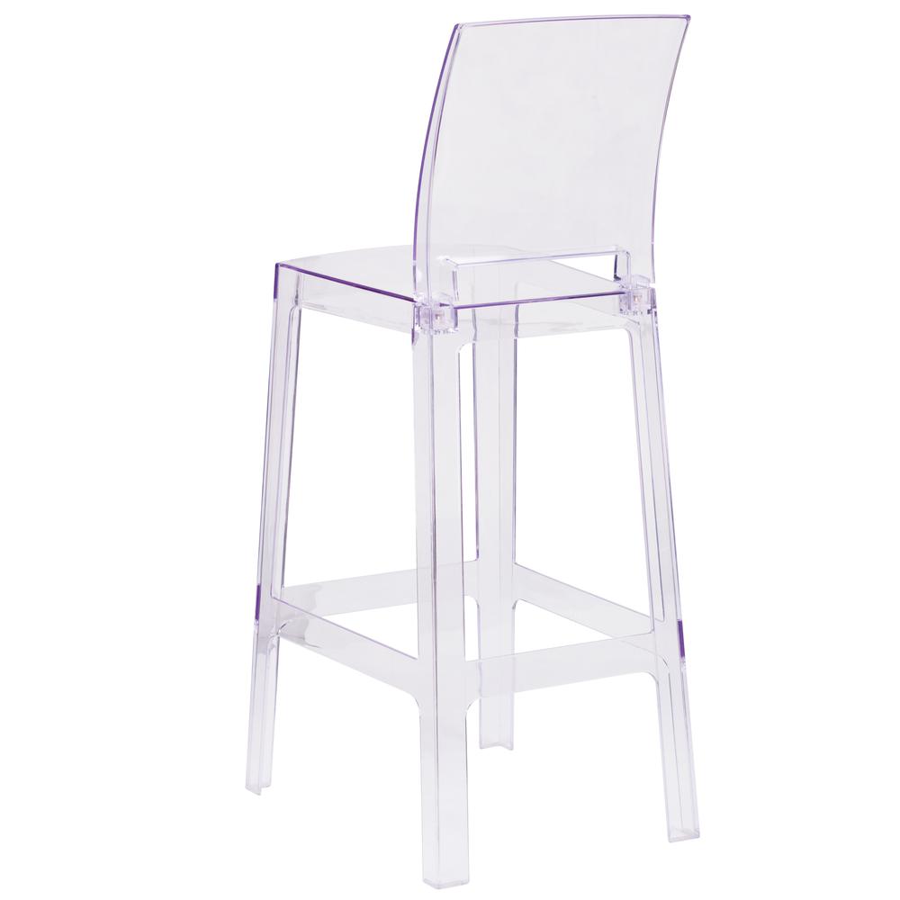 Ghost Barstool with Square Back in Transparent Crystal. Picture 3