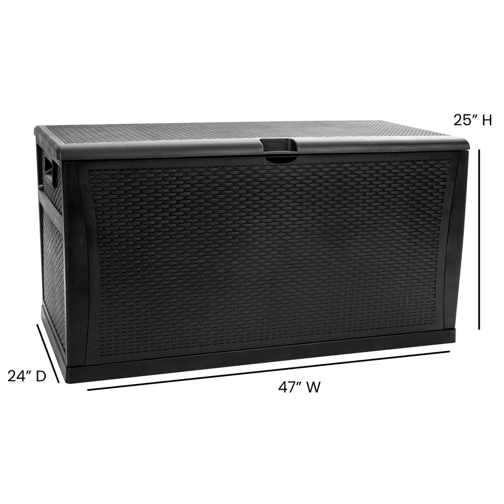 120 Gallon Plastic Deck Box - Waterproof Storage Box, Black. Picture 4