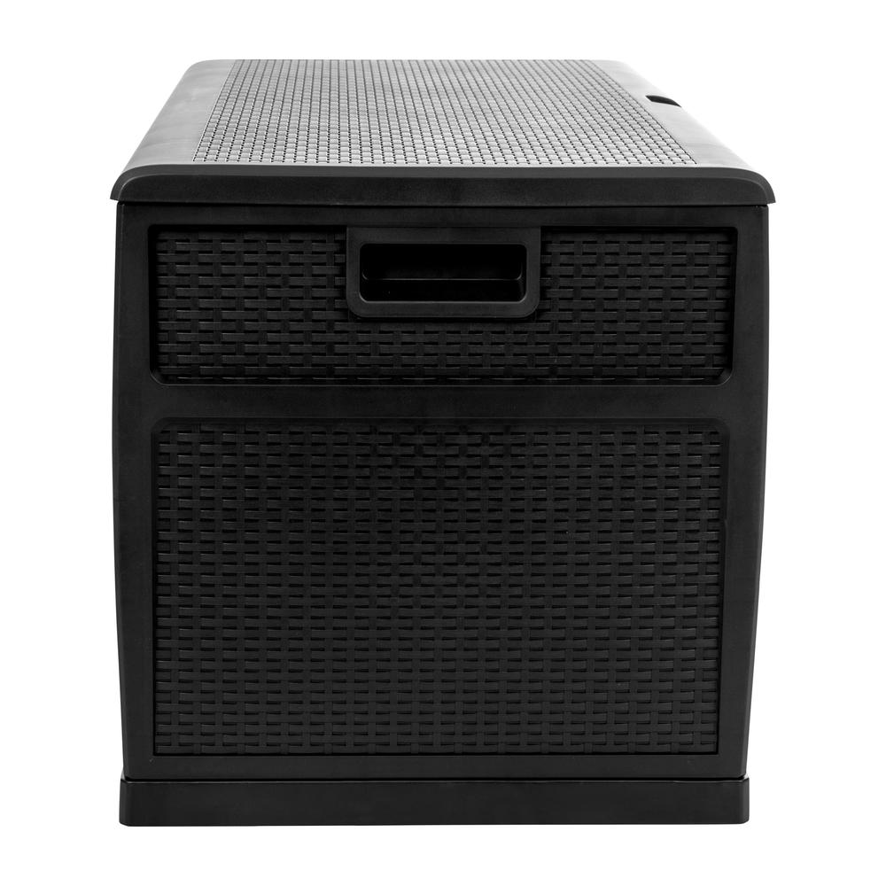 120 Gallon Plastic Deck Box - Waterproof Storage Box, Black. Picture 7