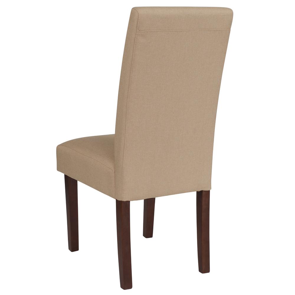 Greenwich Series Beige Fabric Upholstered Panel Back Mid-Century Parsons Dining Chair. Picture 3