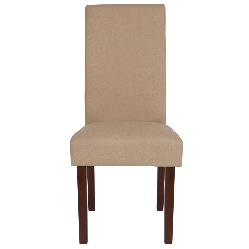 Greenwich Series Beige Fabric Upholstered Panel Back Mid-Century Parsons Dining Chair. Picture 4
