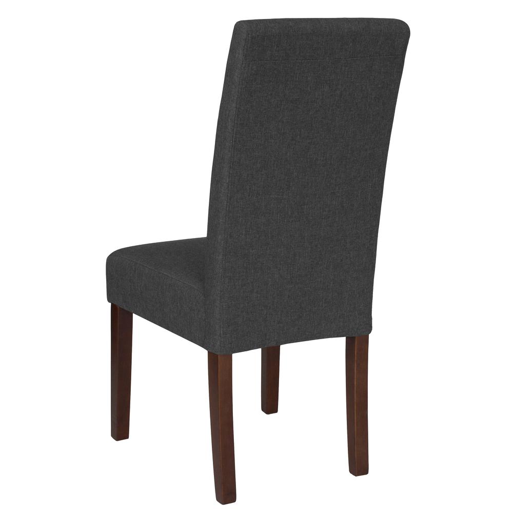 Greenwich Series Gray Fabric Upholstered Panel Back Mid-Century Parsons Dining Chair. Picture 3