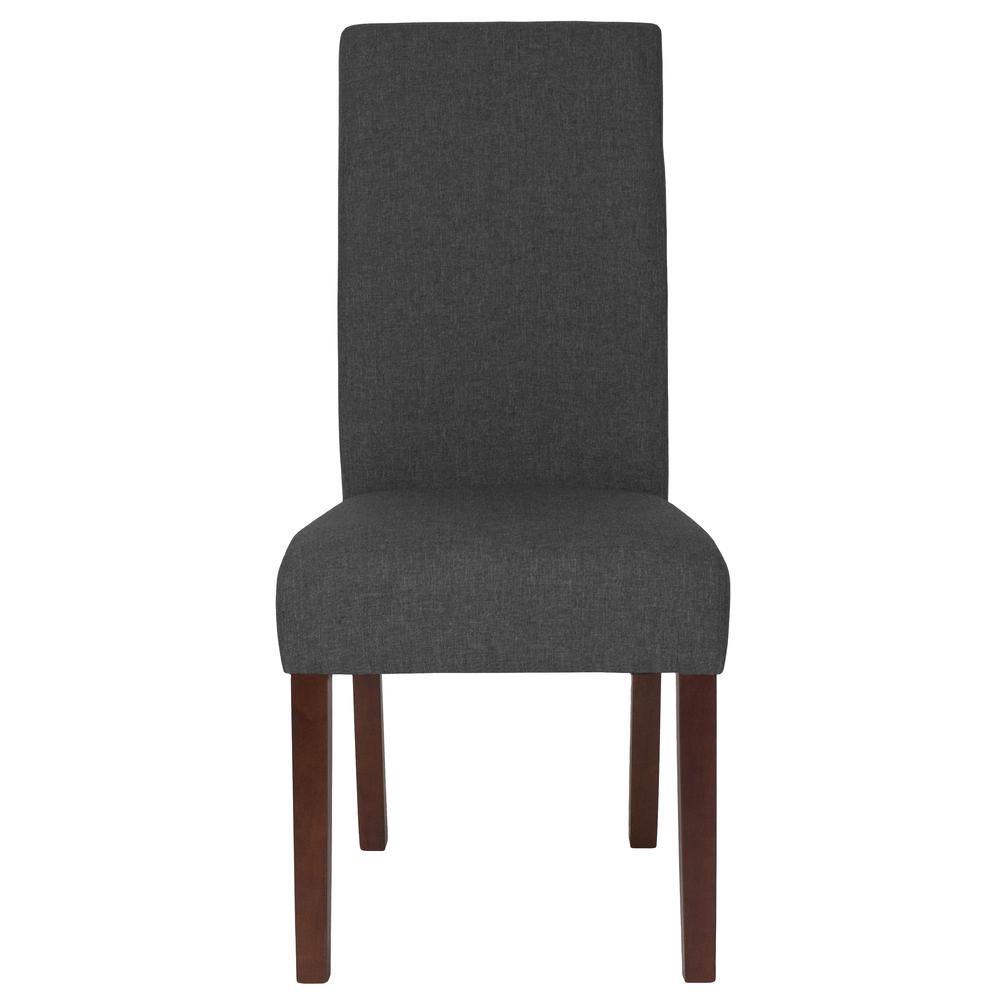 Greenwich Series Gray Fabric Upholstered Panel Back Mid-Century Parsons Dining Chair. Picture 4