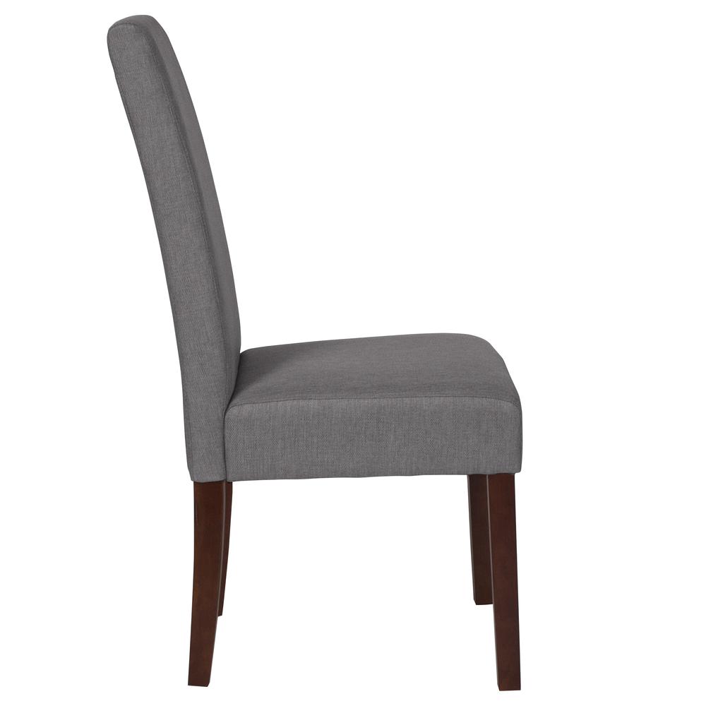 Greenwich Series Light Gray Fabric Upholstered Panel Back Mid-Century Parsons Dining Chair. Picture 2