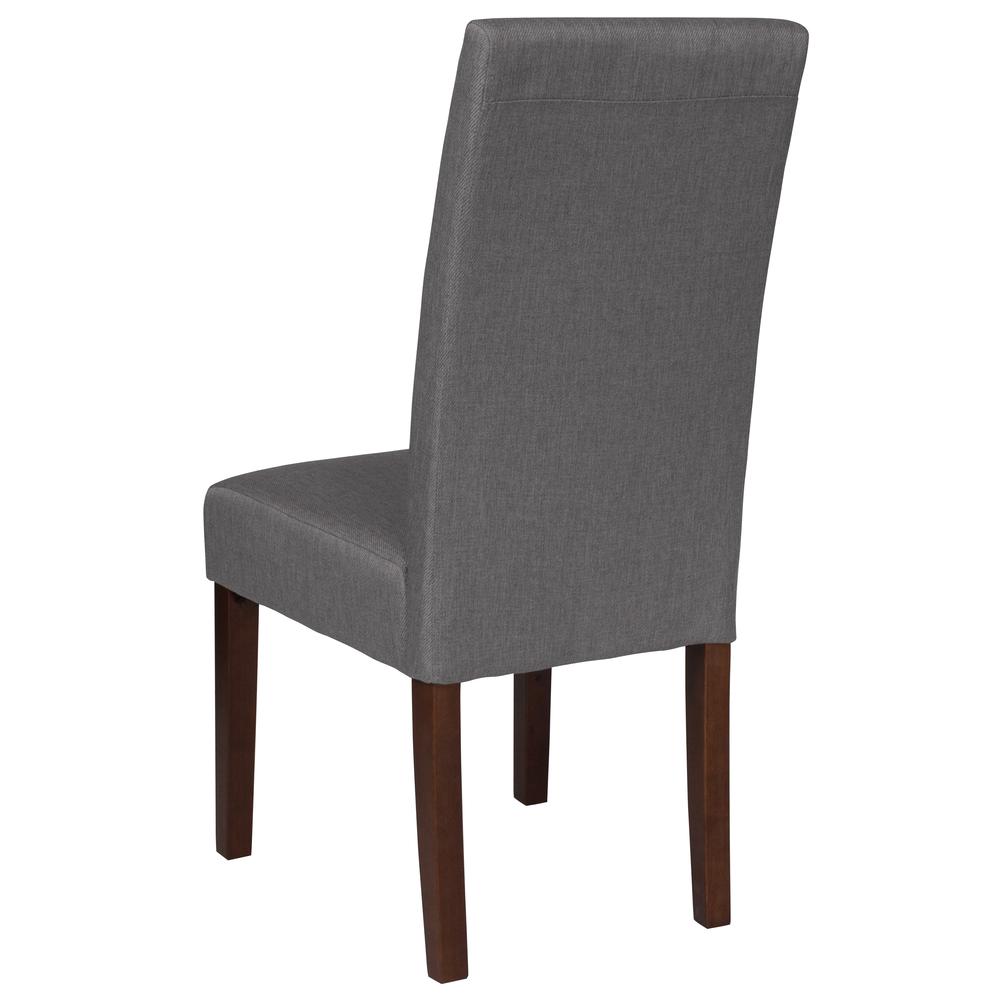 Greenwich Series Light Gray Fabric Upholstered Panel Back Mid-Century Parsons Dining Chair. Picture 3