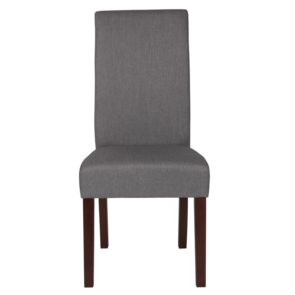 Greenwich Series Light Gray Fabric Upholstered Panel Back Mid-Century Parsons Dining Chair. Picture 4