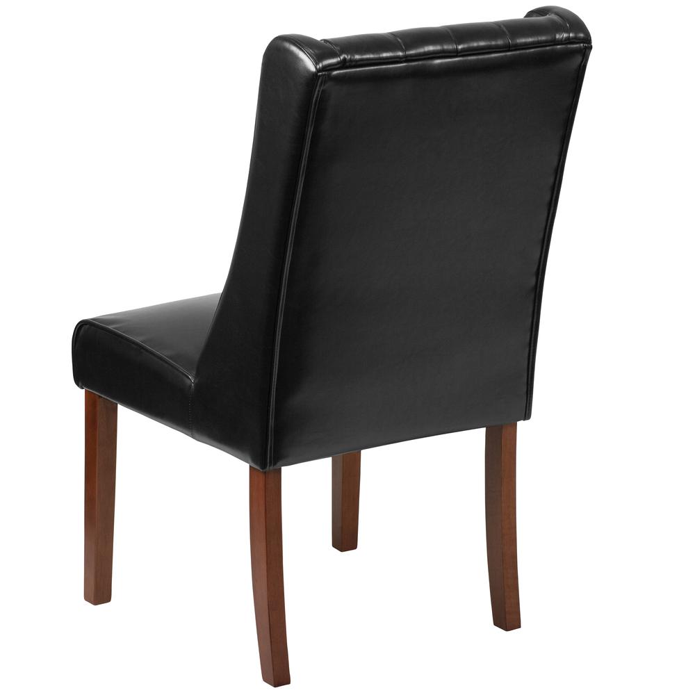 Black LeatherSoft Tufted Parsons Chair with Side Panel Detail. Picture 3