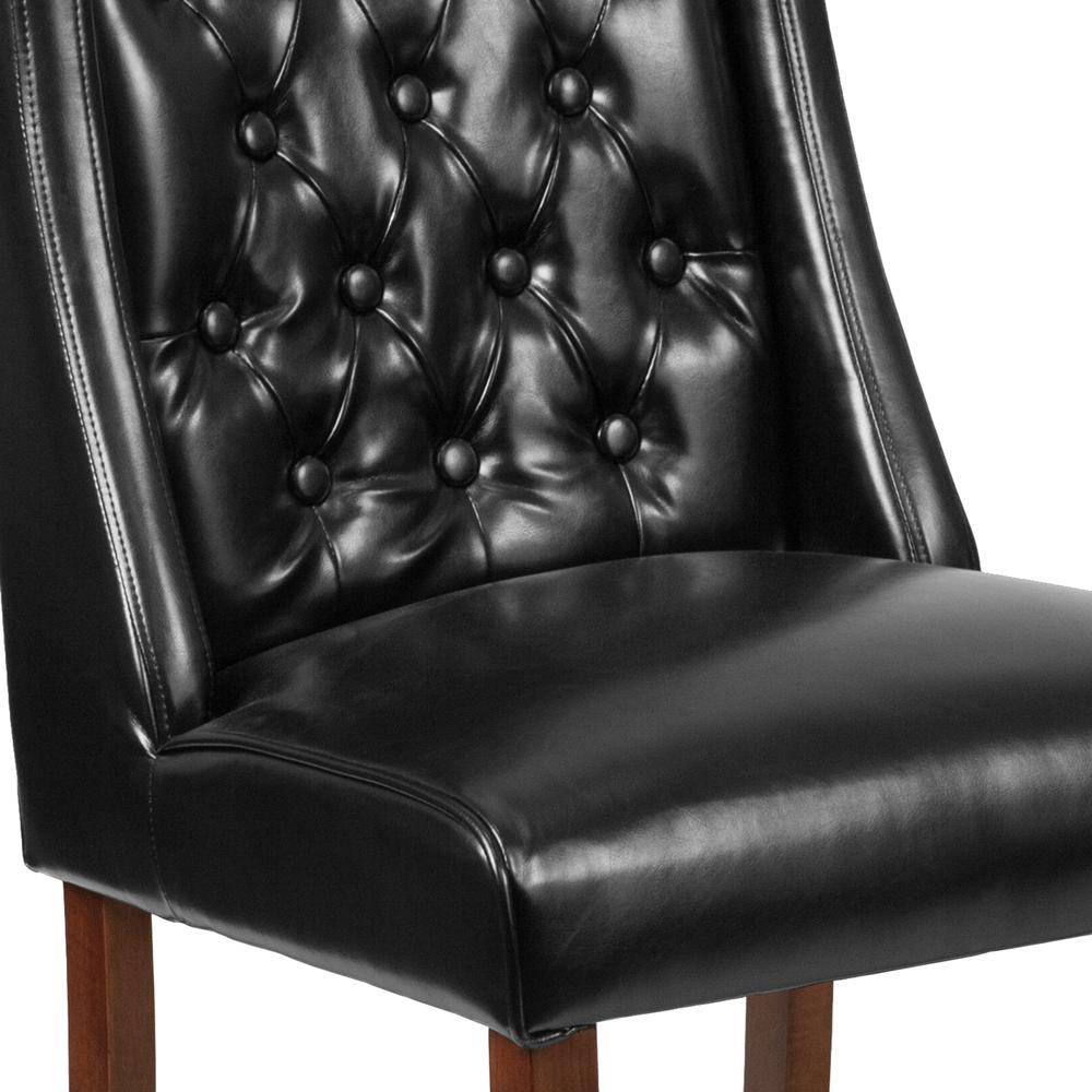 Black LeatherSoft Tufted Parsons Chair with Side Panel Detail. Picture 5