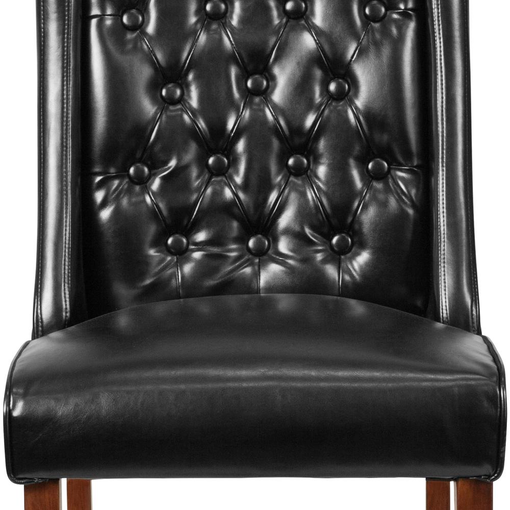Black LeatherSoft Tufted Parsons Chair with Side Panel Detail. Picture 6