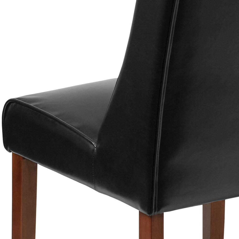 Black LeatherSoft Tufted Parsons Chair with Side Panel Detail. Picture 7