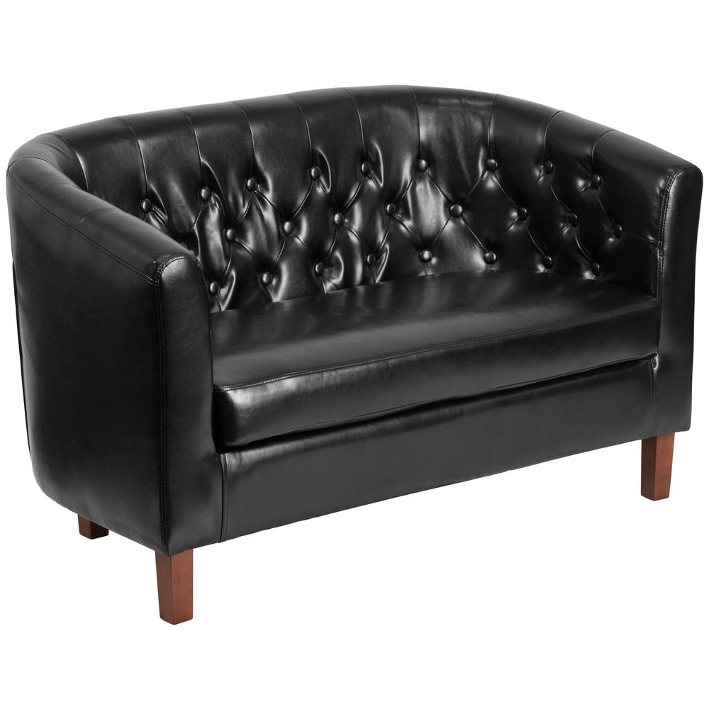 Black LeatherSoft Tufted Loveseat. The main picture.