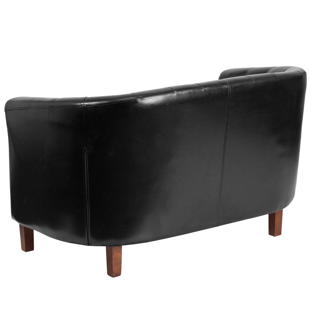 Black LeatherSoft Tufted Loveseat. Picture 2