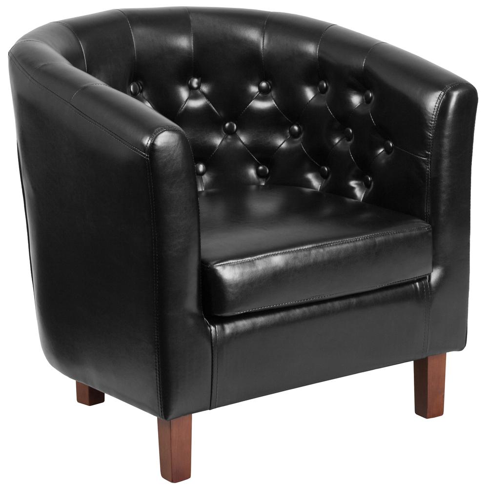 HERCULES Cranford Series Black LeatherSoft Tufted Barrel Chair. The main picture.