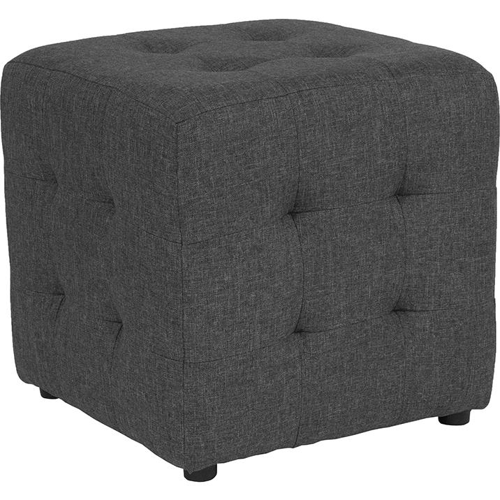 Avendale Tufted Upholstered Ottoman Pouf in Dark Gray Fabric. Picture 1