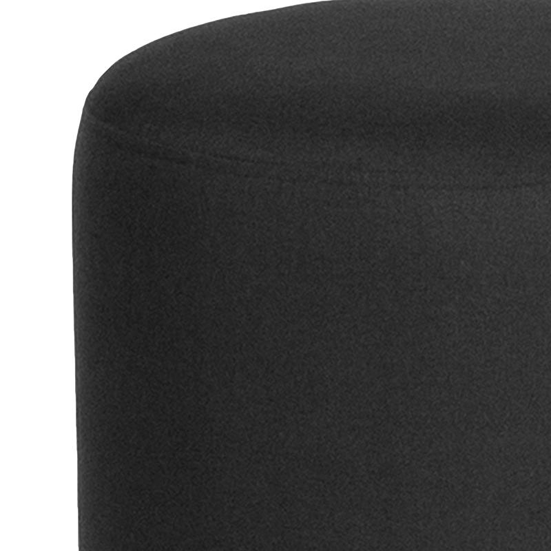 Barrington Upholstered Round Ottoman Pouf in Black Fabric. Picture 7