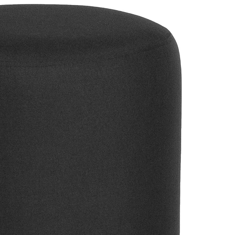 Barrington Upholstered Round Ottoman Pouf in Black Fabric. Picture 8