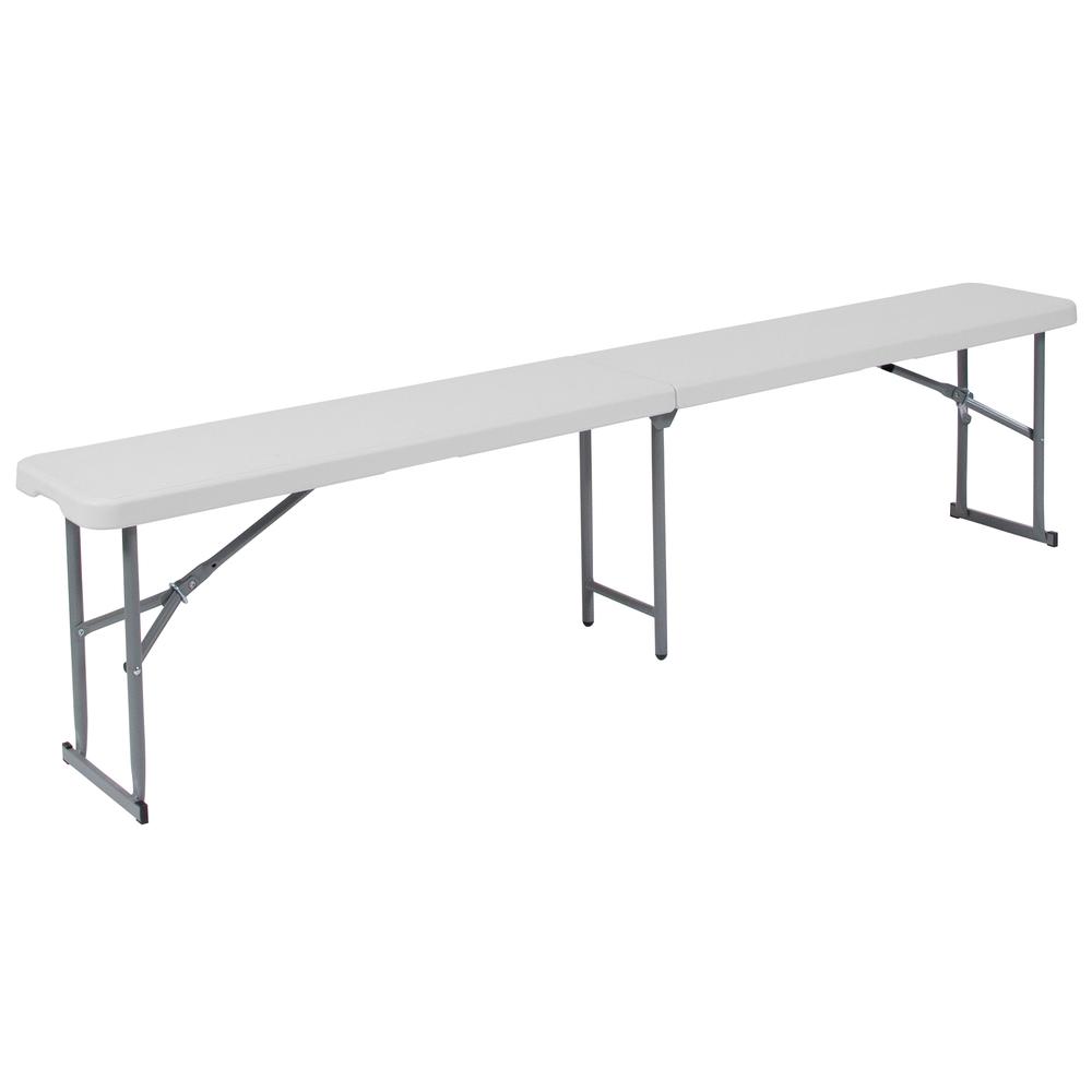 10.25''W x 71''L Bi-Fold Granite White Plastic Bench with Carrying Handle. The main picture.