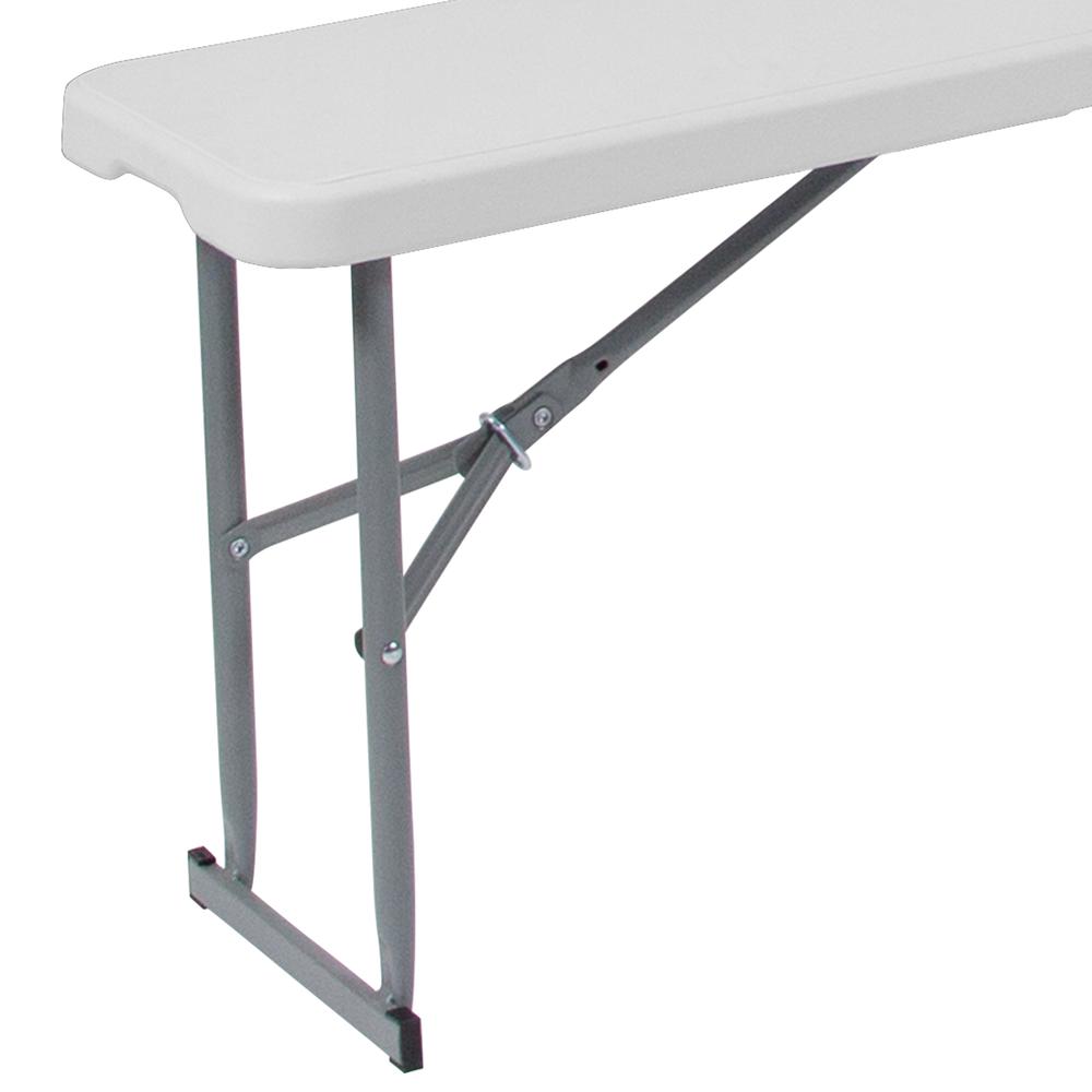 10.25''W x 71''L Bi-Fold Granite White Plastic Bench with Carrying Handle. Picture 3