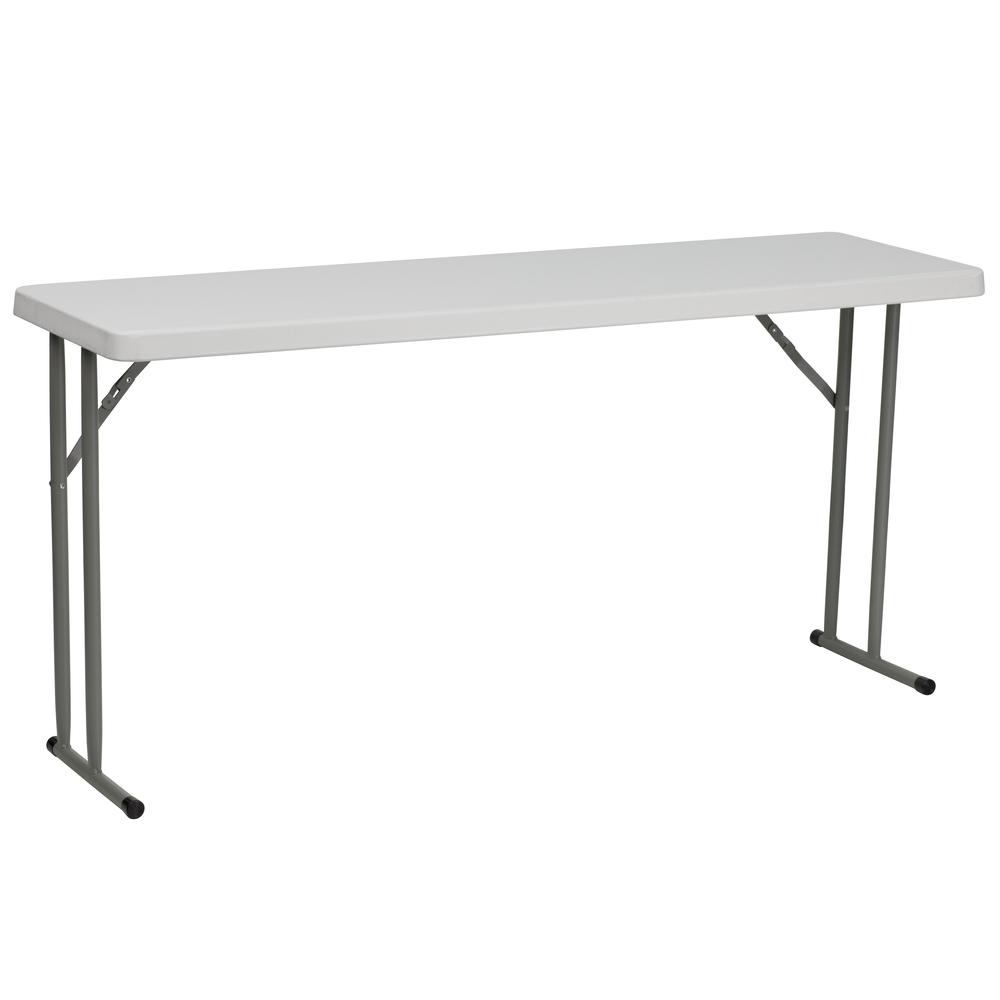 5-Foot Granite White Plastic Folding Training Table. Picture 1